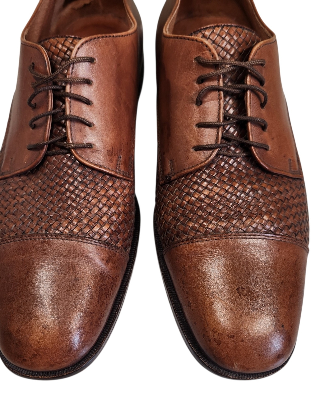 Nordstrom Leather ITALY Dress Shoes Oxford Derby Cap Toe Woven Men's Size 10.5 M - Picture 4 of 11